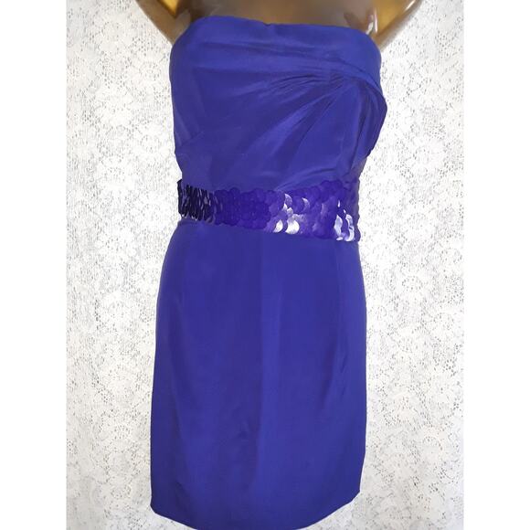 Versace Sz 42 IT Royal Blue Strapless Sequin Embellished Cocktail Dress - Picture 5 of 12